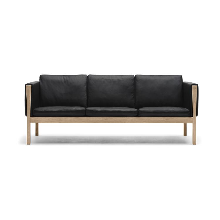 Carl Hansen CH163 Sofa, geolied eiken/zwart leer