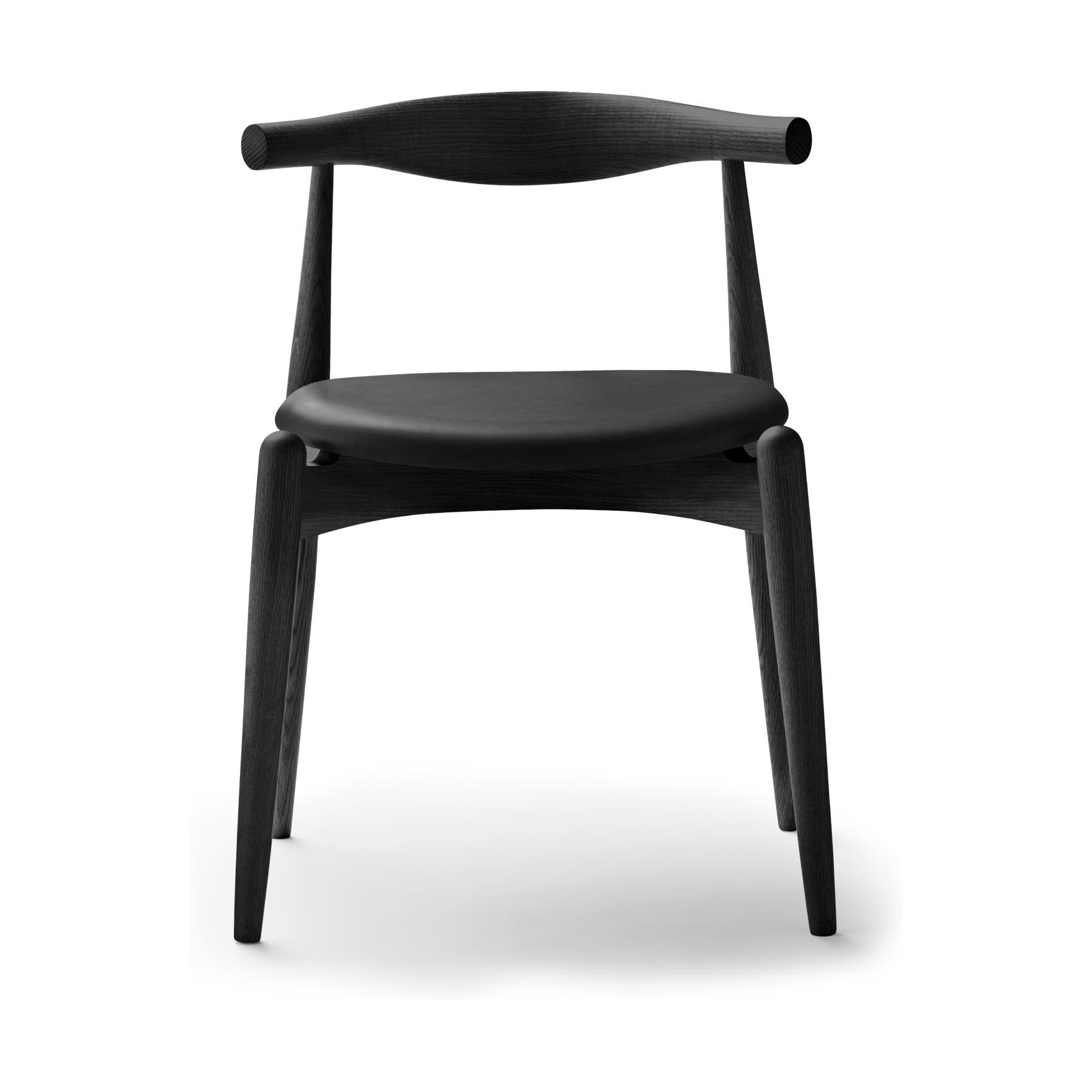 Carl Hansen CH20 Kyynärpään tuoli, värillinen tammi/musta nahka
