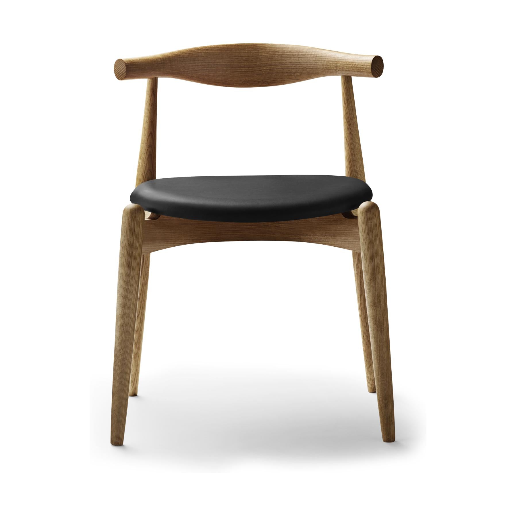 Carl Hansen Ch20 Elbow Chair, Oiled Oak/Black Leather