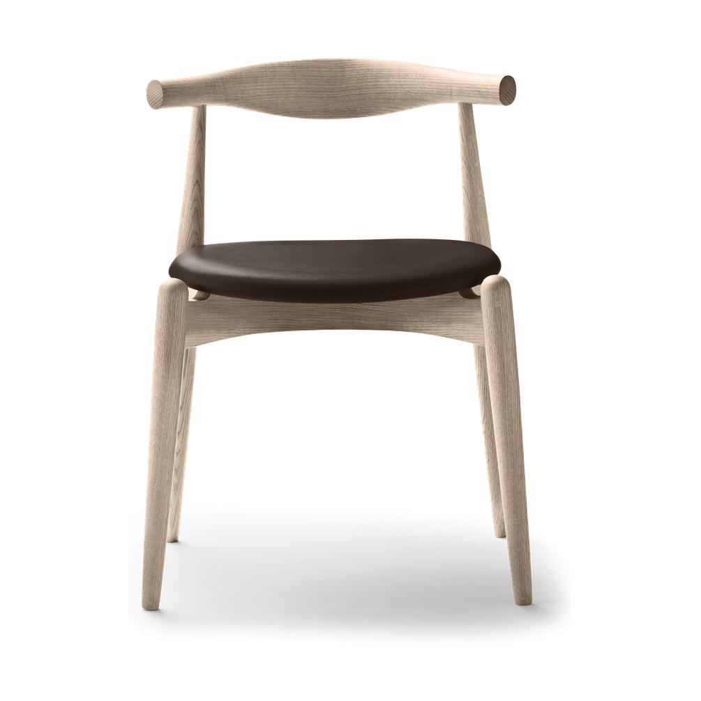Carl Hansen Ch20 Elbow Chair, Soaped Oak/Black Leather