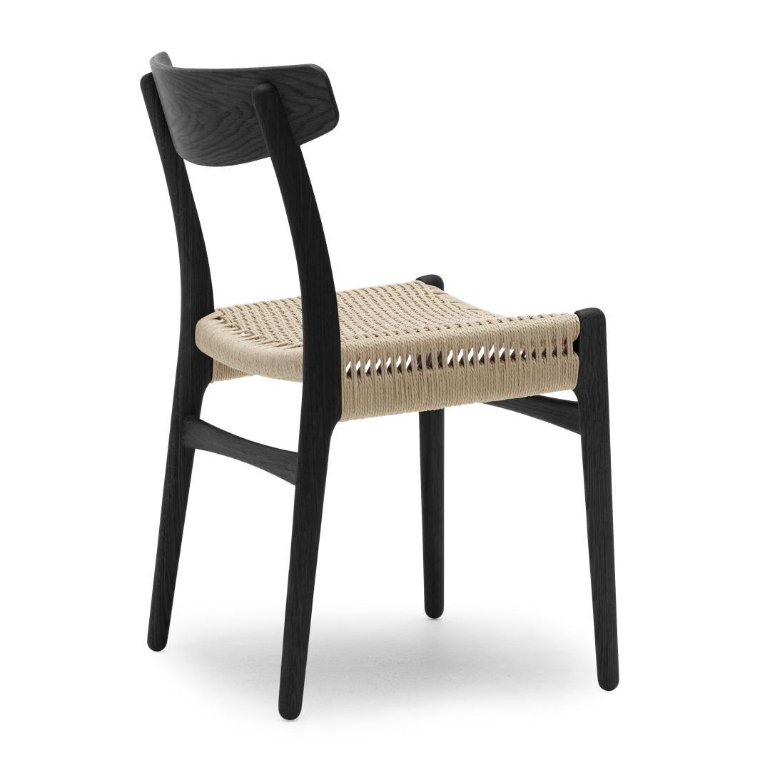 Carl Hansen CH23 -stoel, zwarte eiken/natuurlijk koord