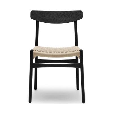 Carl Hansen CH23 -stol, svart ek/naturlig sladd