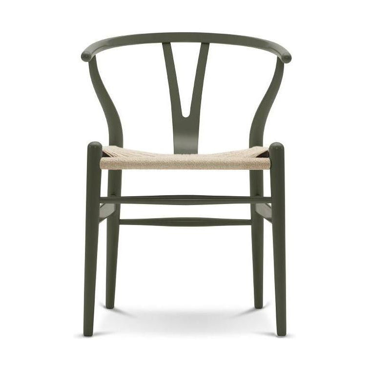 Carl Hansen Chaise CH24 Y chaise cordon en papier naturel, hêtre / vert olive