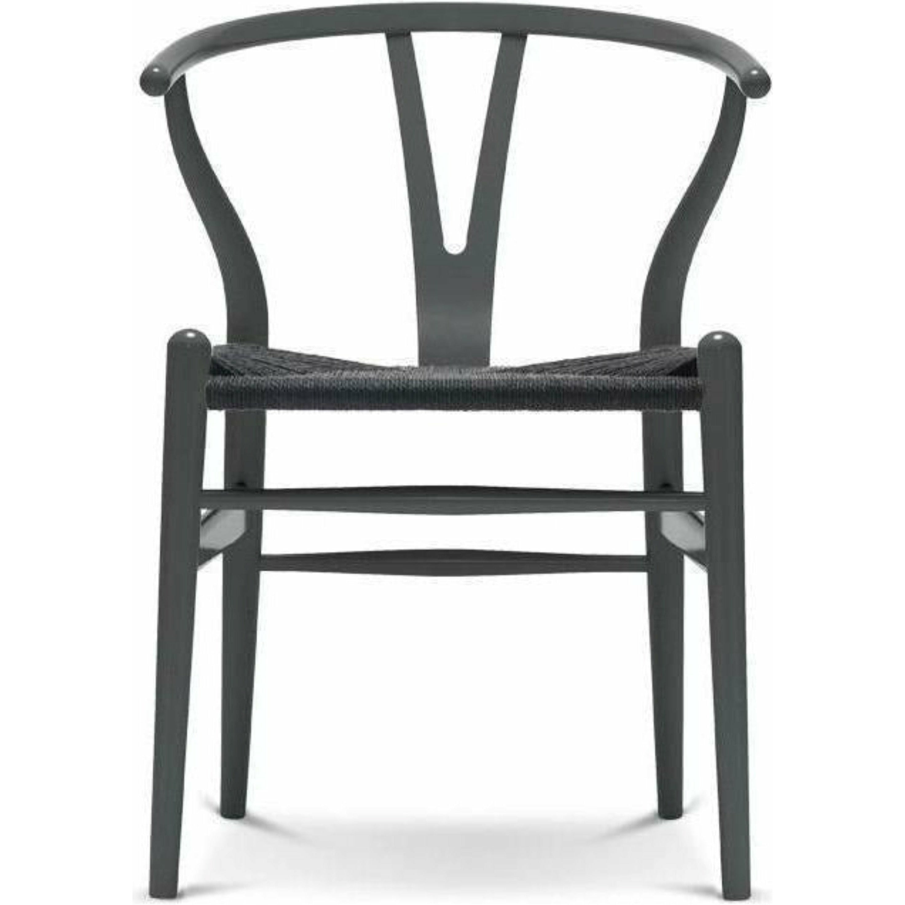 Carl Hansen Chaise CH24 Y chaise cordon en papier noir, hêtre / gris anthracite