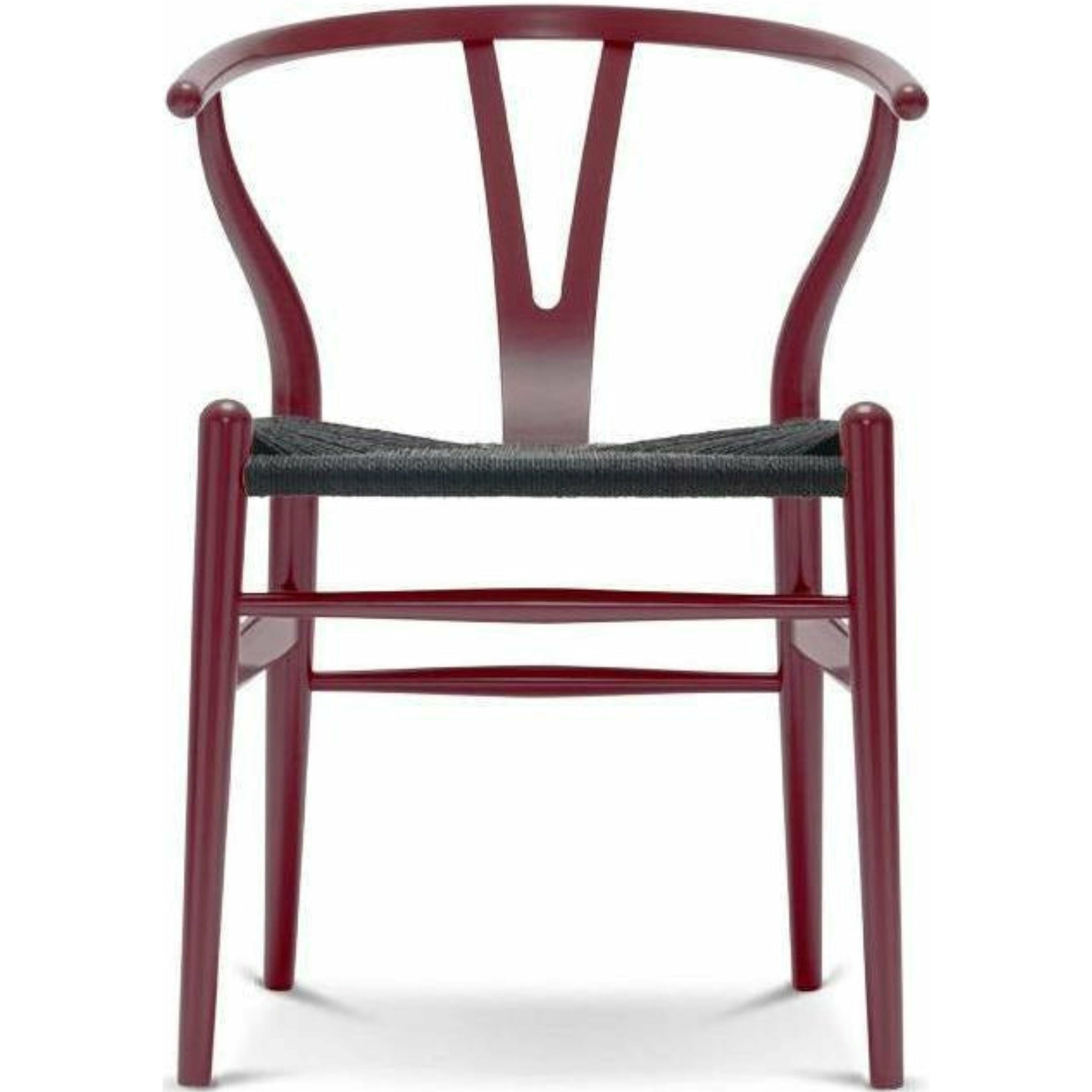 Carl Hansen Ch24 Y Chair Chair Black Paper Cord, Beech/Berry Red
