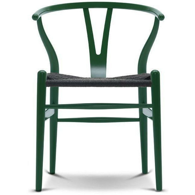 Carl Hansen Chaise ch24 chaise chaise noire cordon en papier, hêtre / herbe verte
