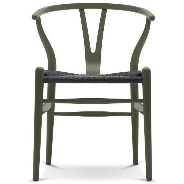 Carl Hansen Chaise ch24 chaise chaise noire en papier, hêtre / vert olive