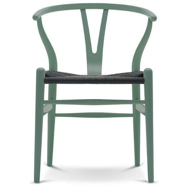 Carl Hansen Chaise CH24 Y chaise cordon en papier noir, hêtre / vert à l'essence