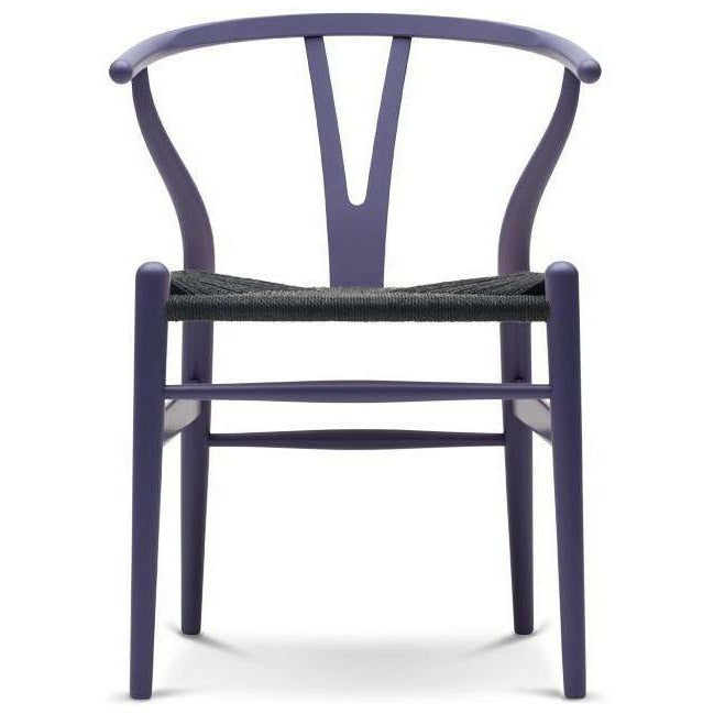 Carl Hansen CH24 y stoel stoel zwart papier koord, beuken/paars blauw