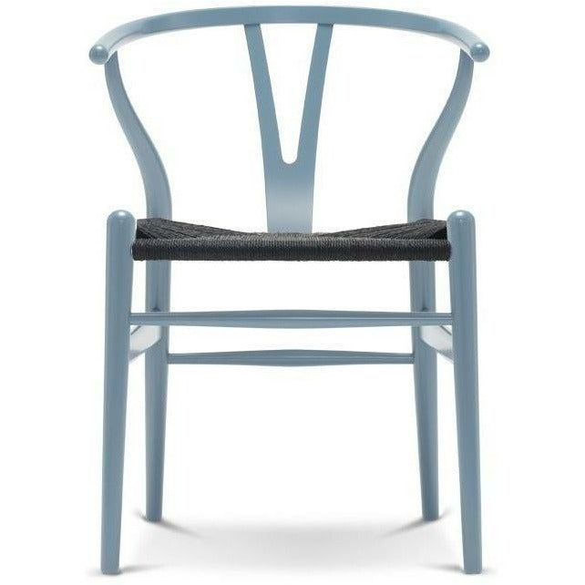 卡尔·汉森（Carl Hansen）CH24 y椅子黑纸绳，山毛榉/钢蓝色
