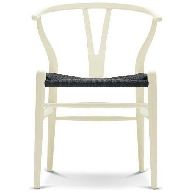 Carl Hansen Ch24 Y Chair Chair Black Paper Cord, Beech/Vanilla White