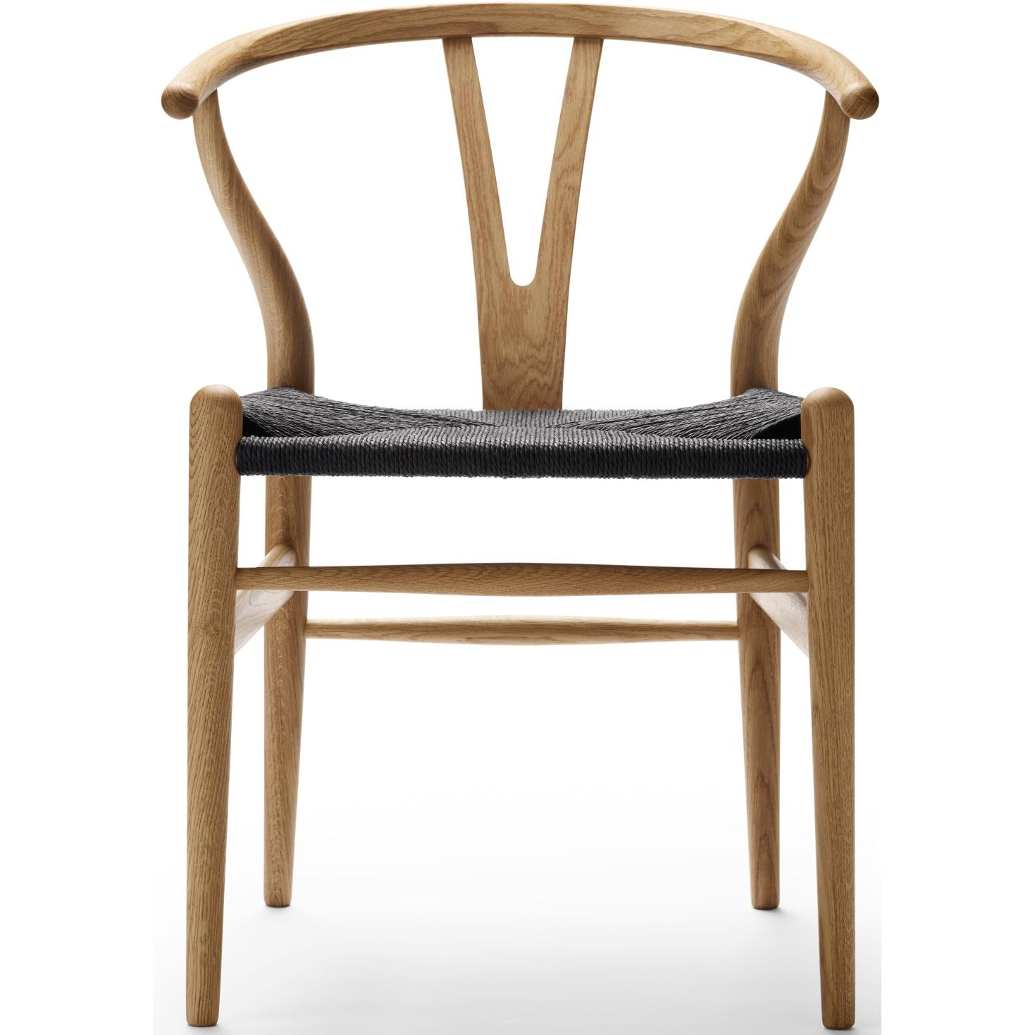 Carl Hansen Ch24 Wishbone Chair Black Paper Cord, Oiled Oak