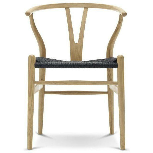 Carl Hansen Ch24 Wishbone Chair Black Paper Cord, Lacquered Oak
