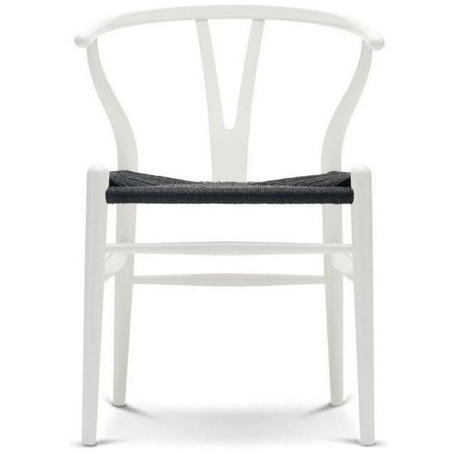卡尔·汉森（Carl Hansen）ch24 y椅子黑纸绳，天然白色
