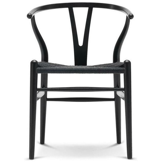 Carl Hansen CH24叉骨椅子黑纸线，黑橡木