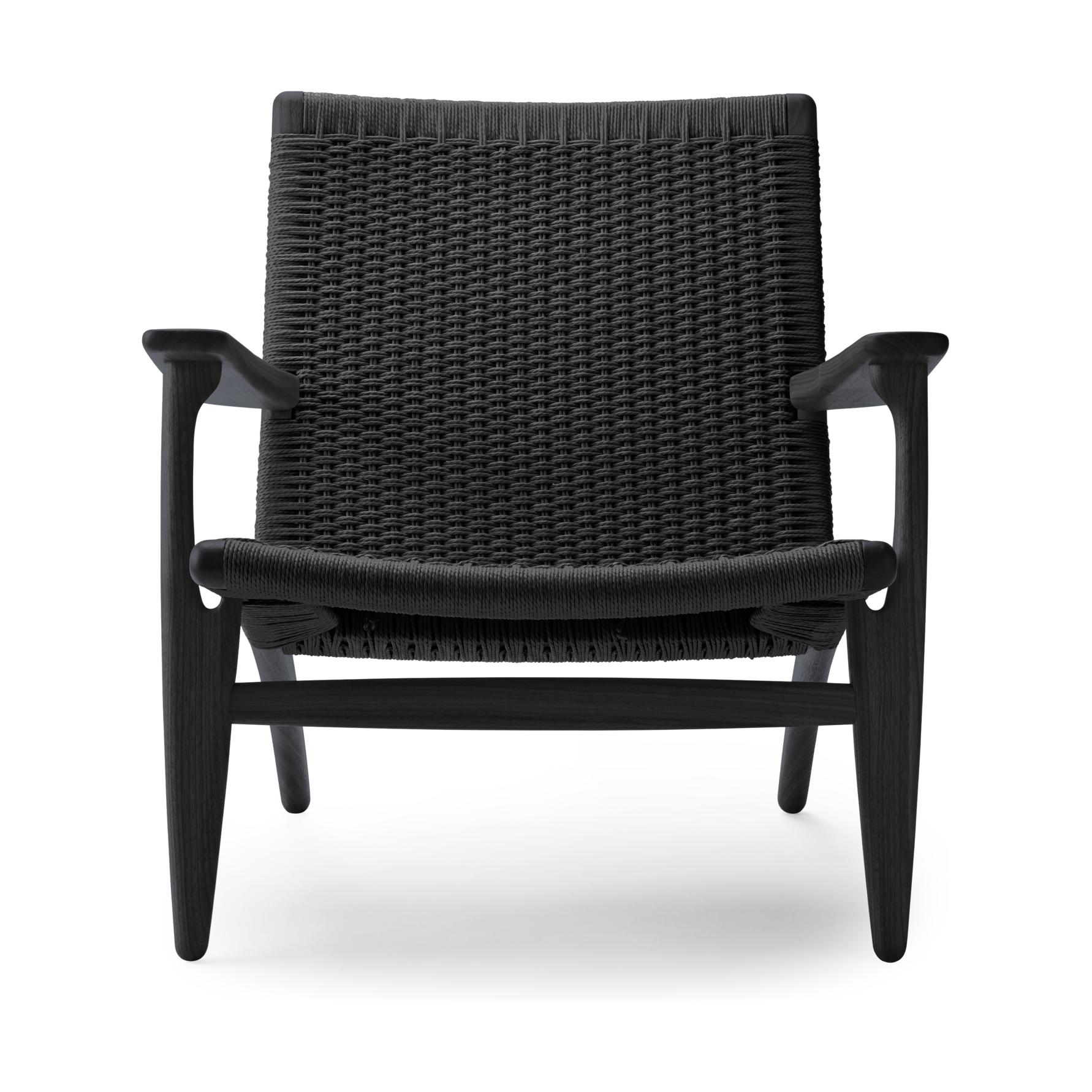 Carl Hansen CH25 Lounge -stoel, gekleurd eiken/zwart papiersnoer