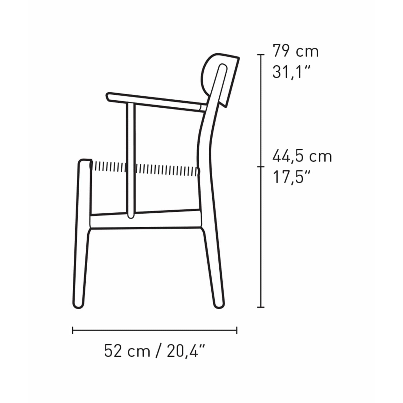 Carl Hansen CH26 stoel eiken rook gekleurde olie/arm en rug: eiken/dop: eiken, natuurlijk koord