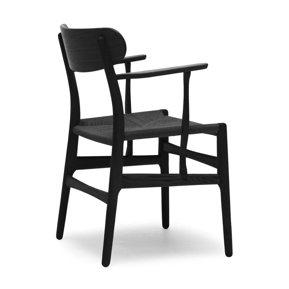 Carl Hansen CH26椅子，彩色橡木/黑纸绳