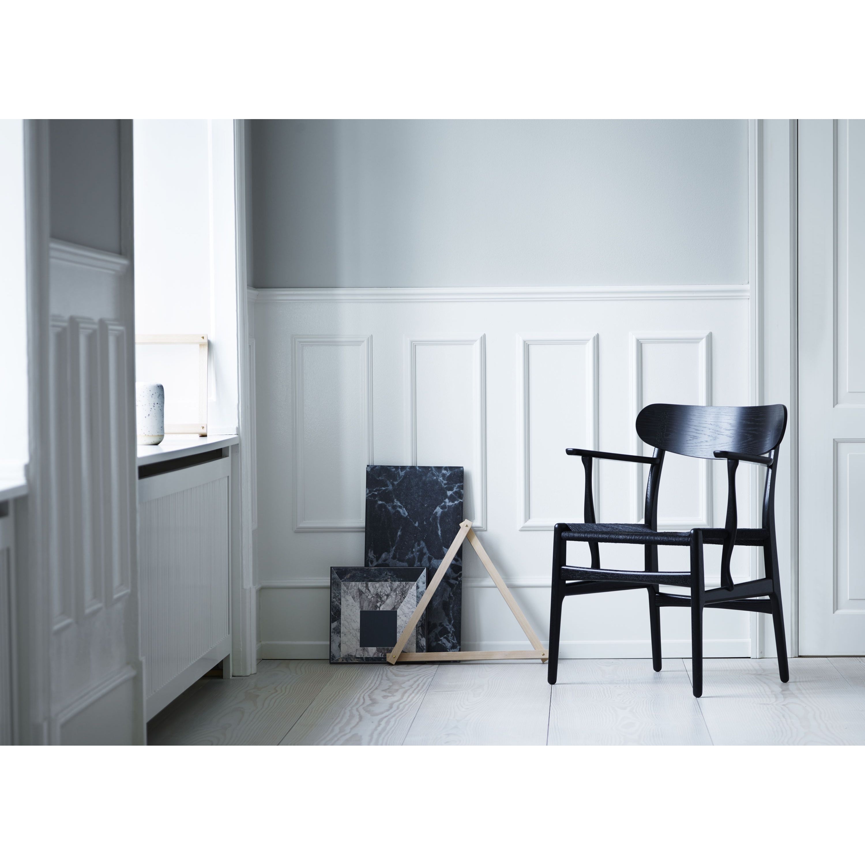 Carl Hansen CH26 stol, farget eik/svart papirkledning