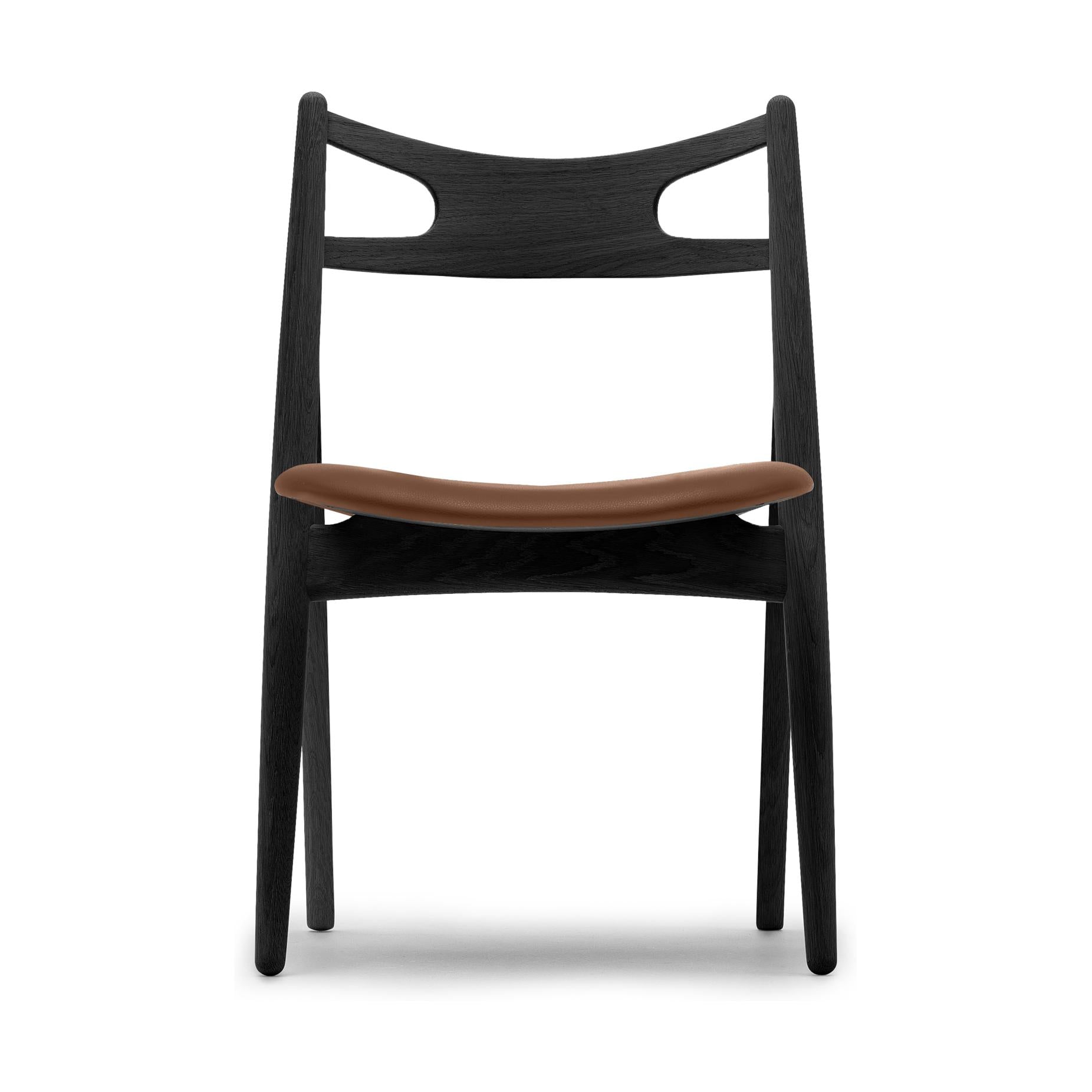 Carl Hansen CH29 P椅，彩色橡木/棕色皮革