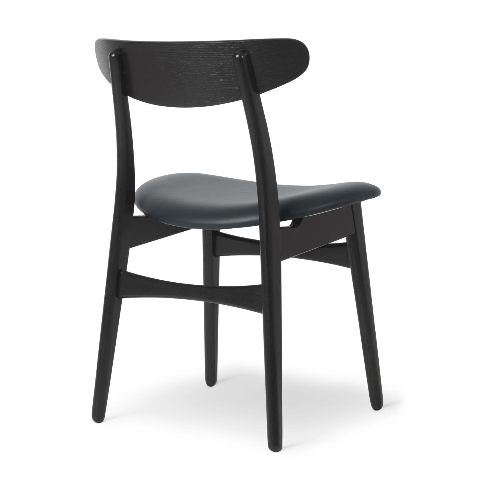 Carl Hansen CH30P -stoel, geverfd eiken, donkerblauw leer