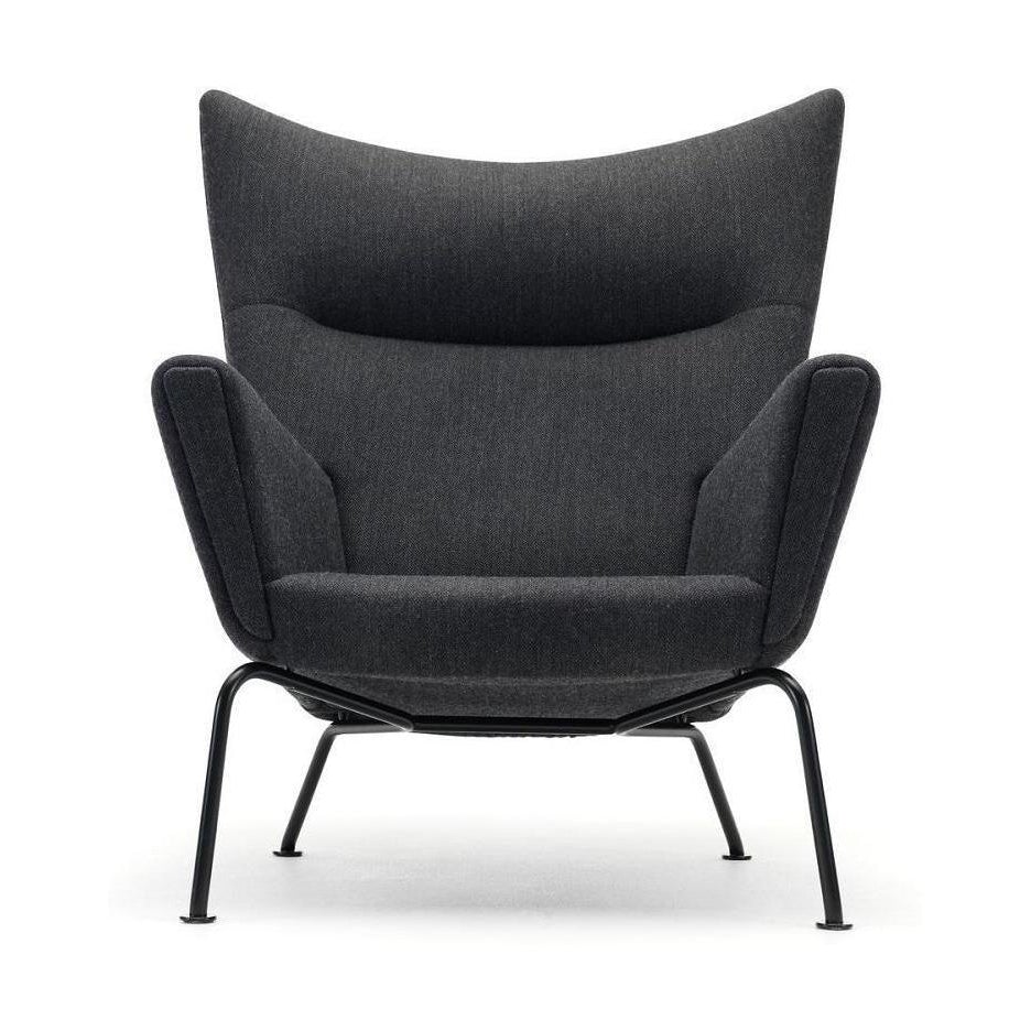 Carl Hansen Ch445 Wing Chair, Steel/Dark Gray Fabric