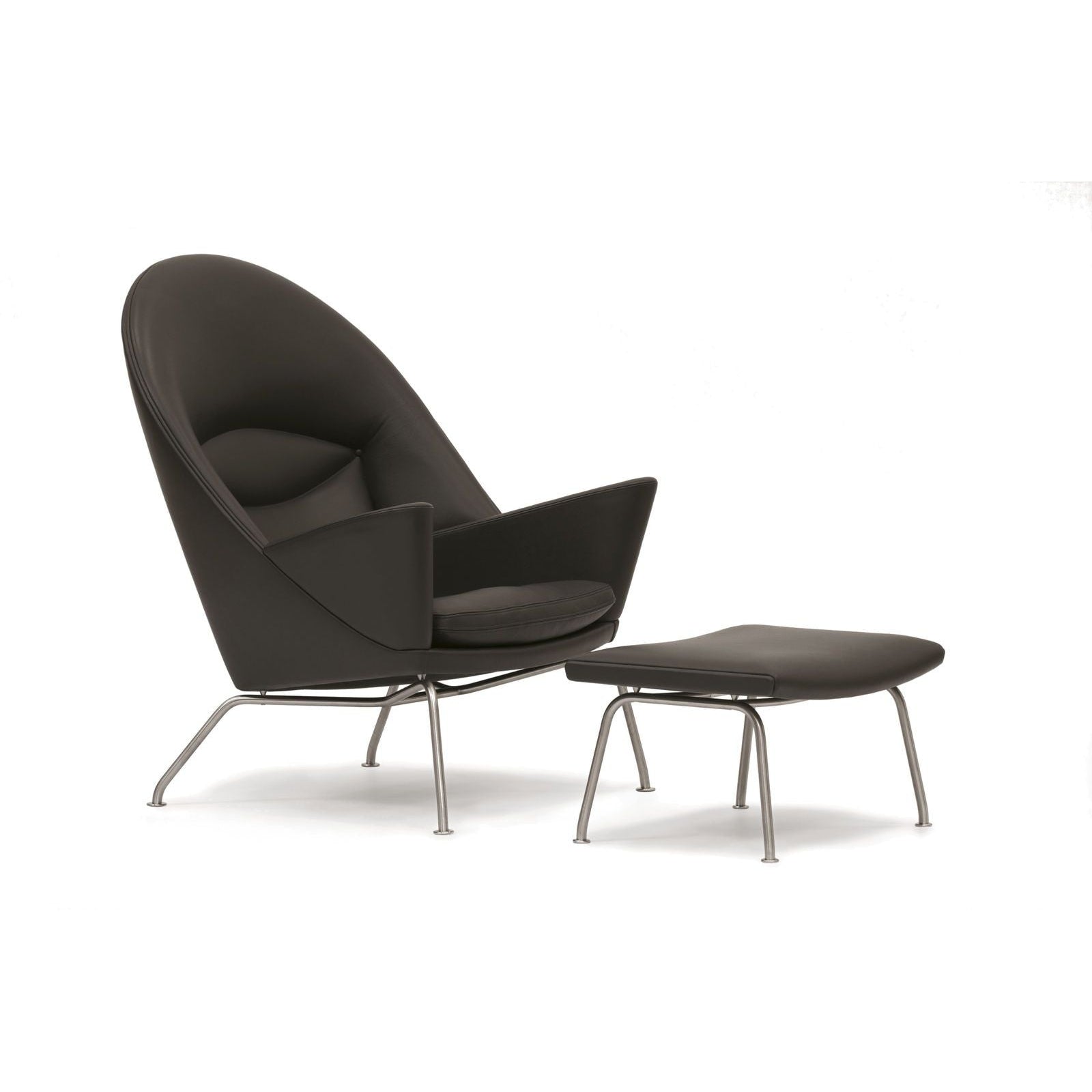 Carl Hansen Ch468 Oculus Chair, Steel/Light Gray Fabric