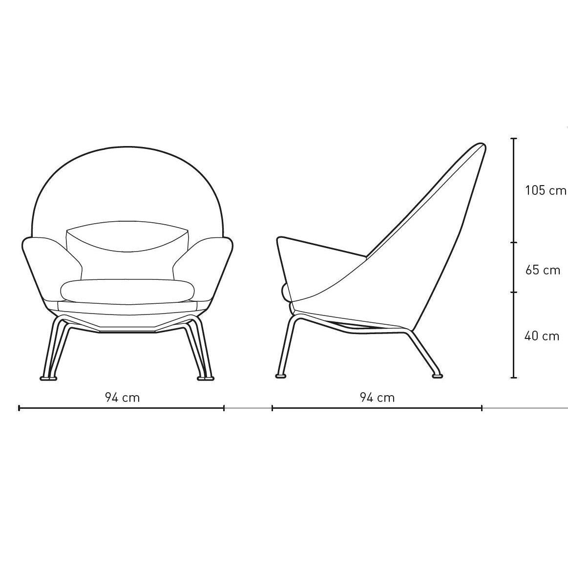 Carl Hansen CH468 Oculus Chair, Stahl/hellgrauer Stoff