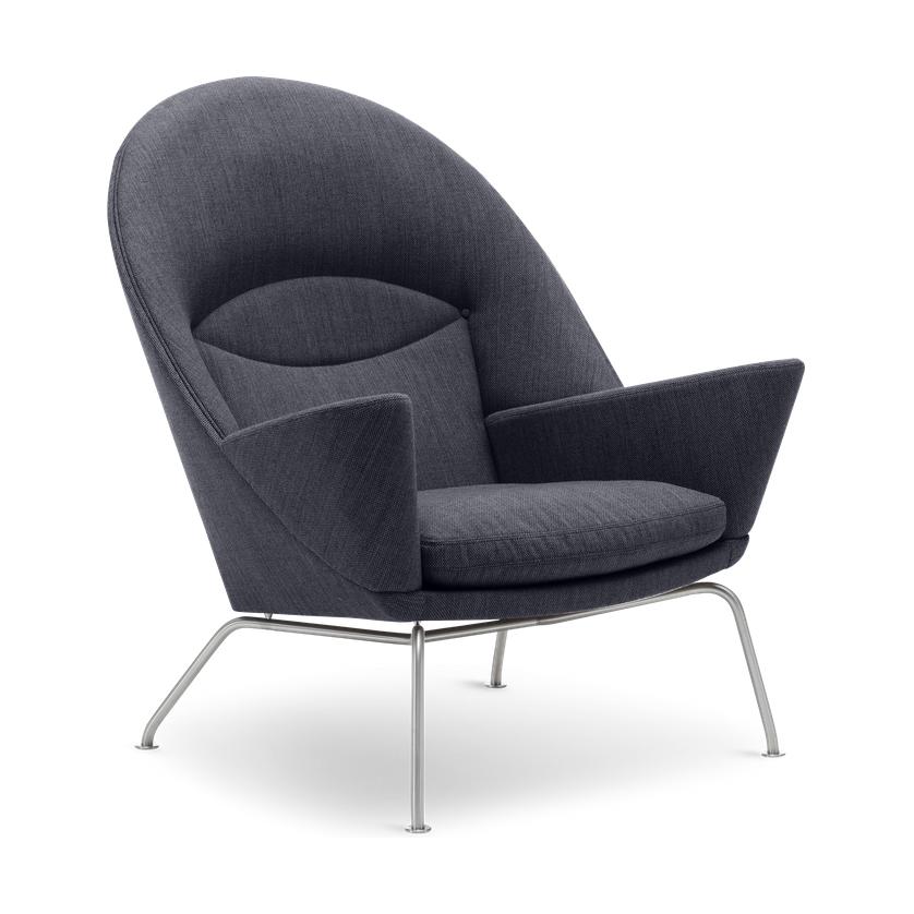 Carl Hansen Ch468 Oculus Chair, Stainless Steel/Dark Gray Fabric