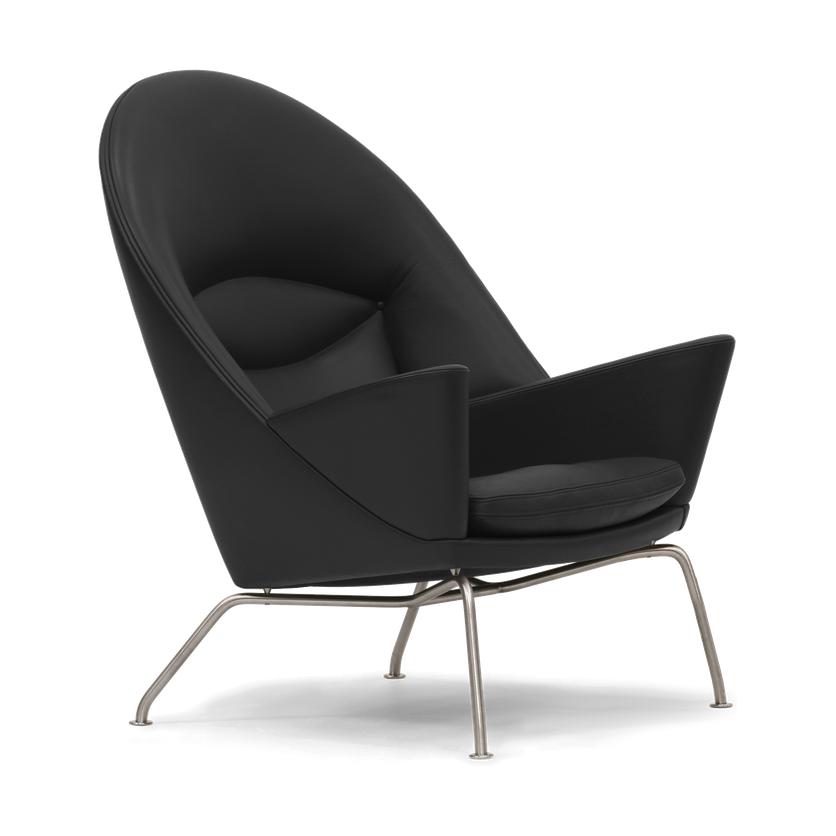 Carl Hansen CH468 Oculus -stoel, staal/zwart leer