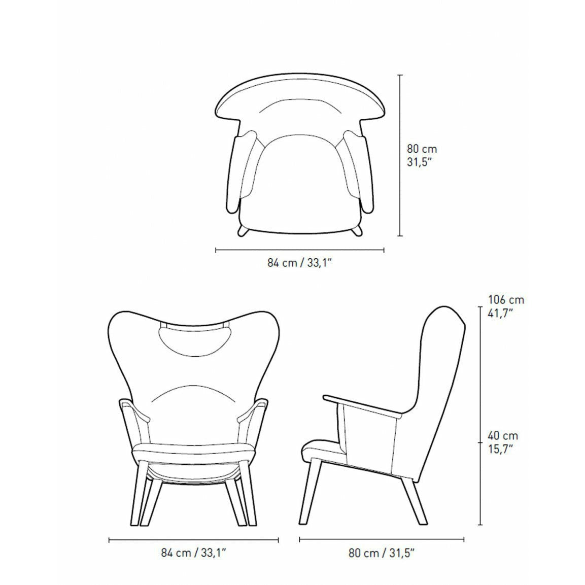Carl Hansen Ch78 Mama Bear Lounge Chair, Oak Oiled/Brown Fiord 0271