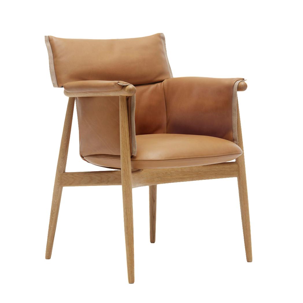 Carl Hansen E005 Embrace Armchair, Oiled Oak/Brown Leather