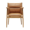 Carl Hansen E005 omhelzen fauteuil, geolied eiken/bruin leer