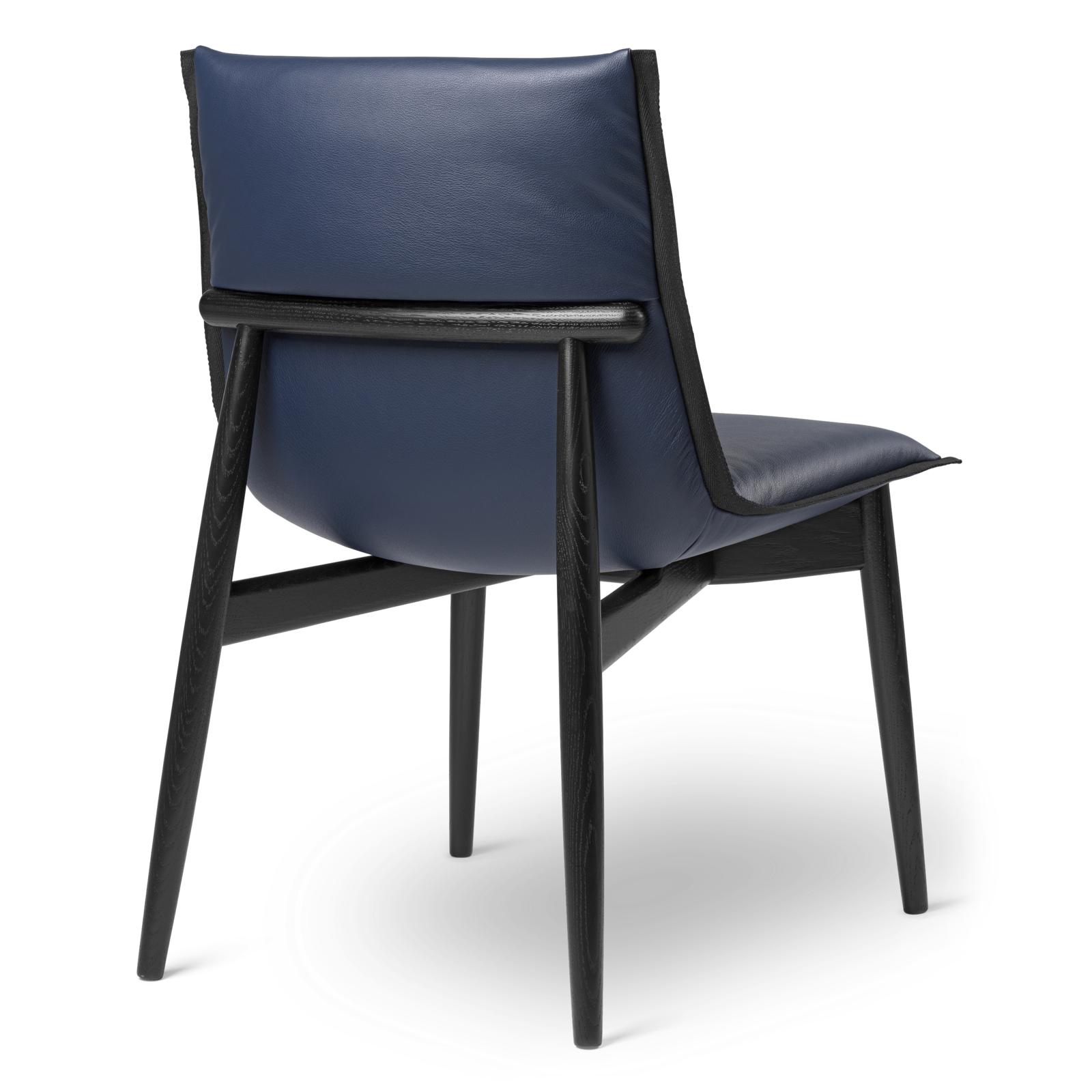 Carl Hansen E004 Embrace Chair, Lackered Oak, Blue Leather