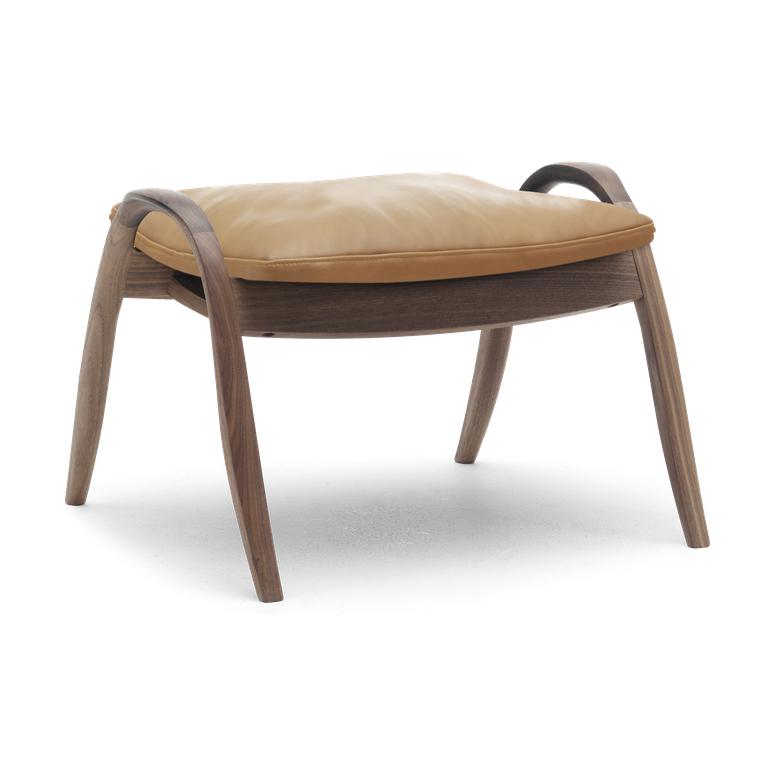 Carl Hansen Fh430 Signature Footstool, Oiled Walnut/Brown Leather