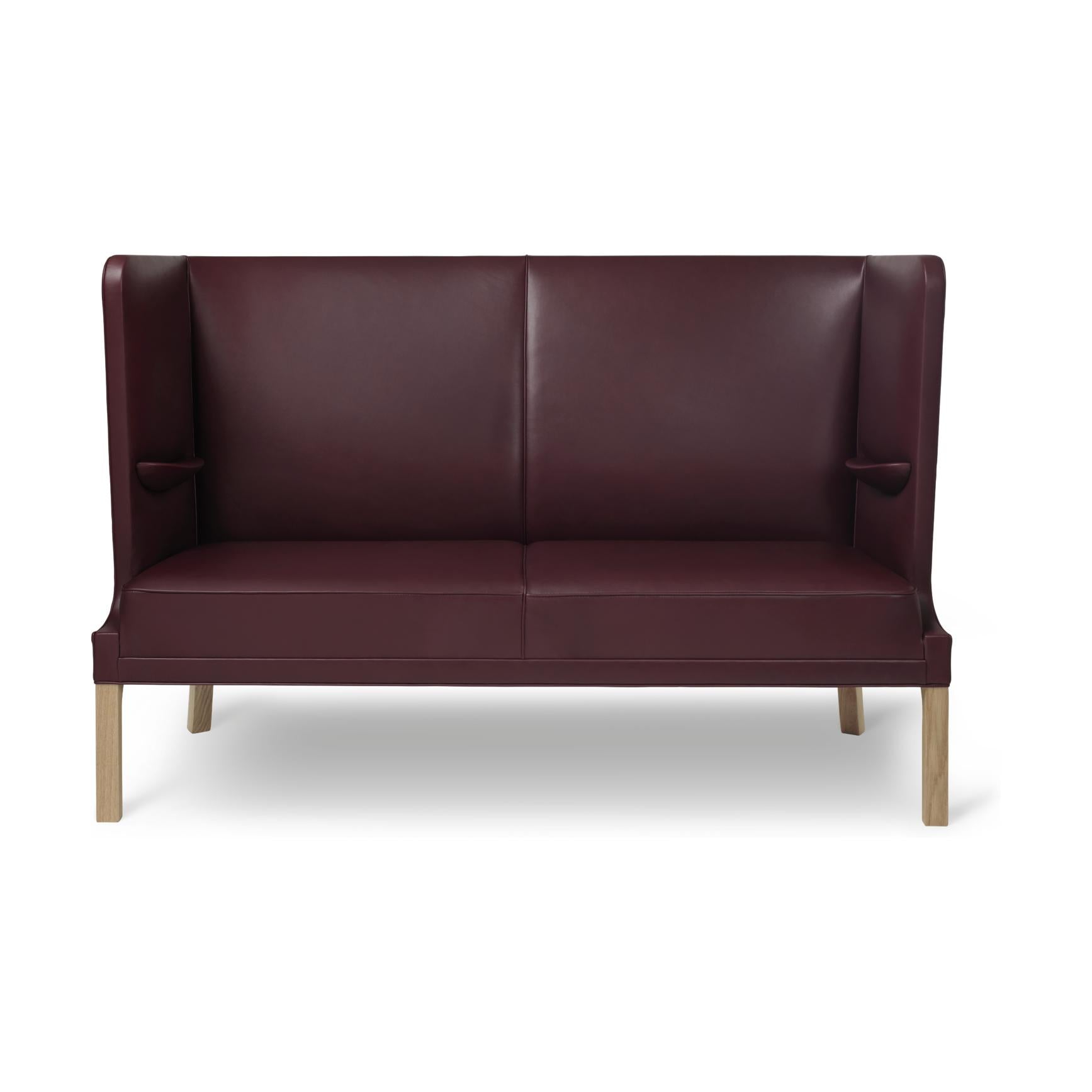 Carl Hansen Fh436 Coupé Sofa, Oiled Oak/Burgundy Leather