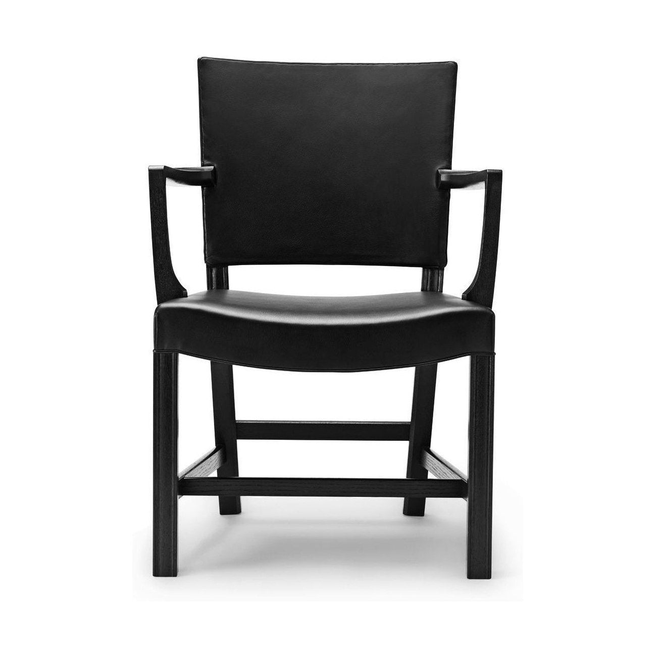 Carl Hansen KK37581 grand fauteuil rouge, chêne noir / cuir noir