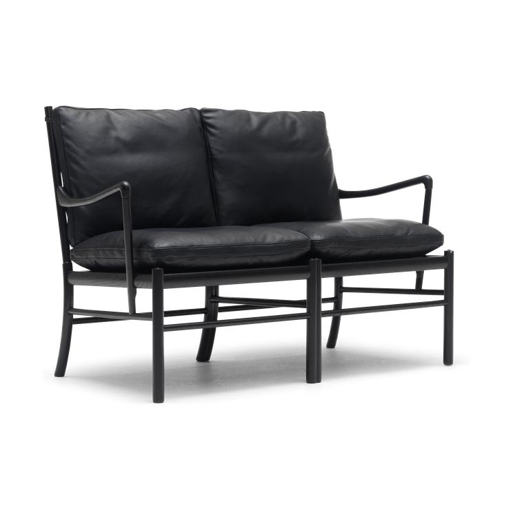 Carl Hansen OW149 2 siirtomaa -sohva, värillinen tammi/musta nahka