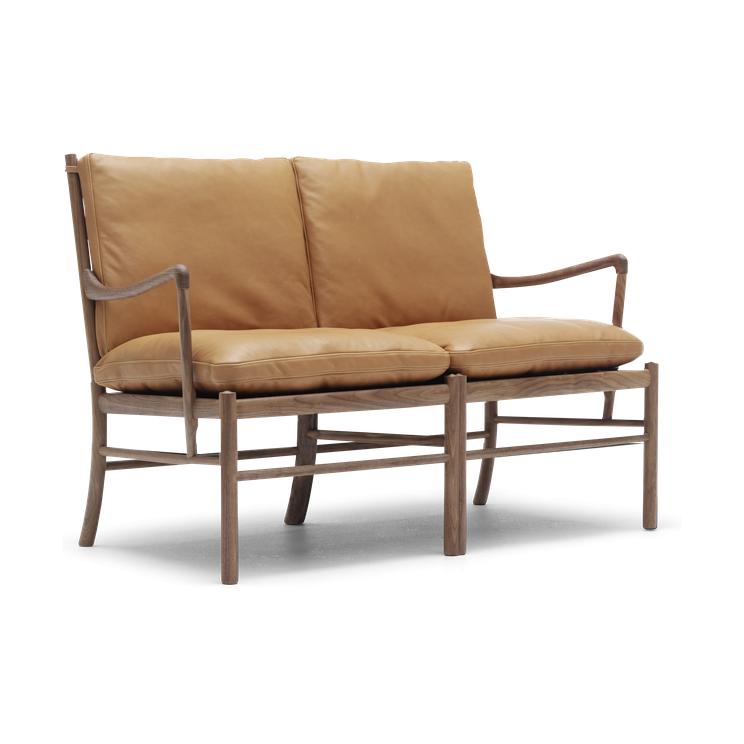 Carl Hansen Ow149 2 Colonial Sofa, Oiled Walnut/Light Brown Leather