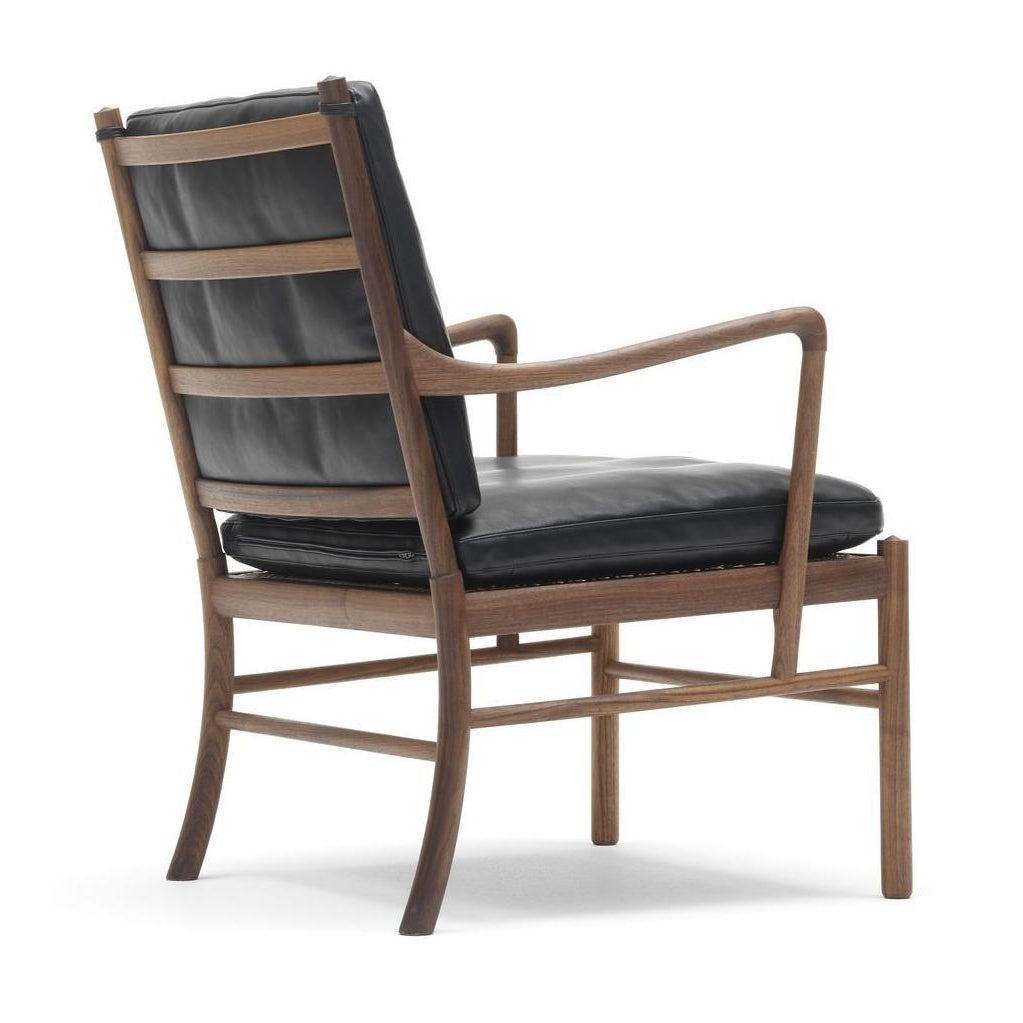 Carl Hansen OW149 Colonial stol, olieret valnød/sort læder
