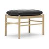 Carl Hansen Ow149 F Footstool For Colonial Chair, Soaped Oak/Black Leather