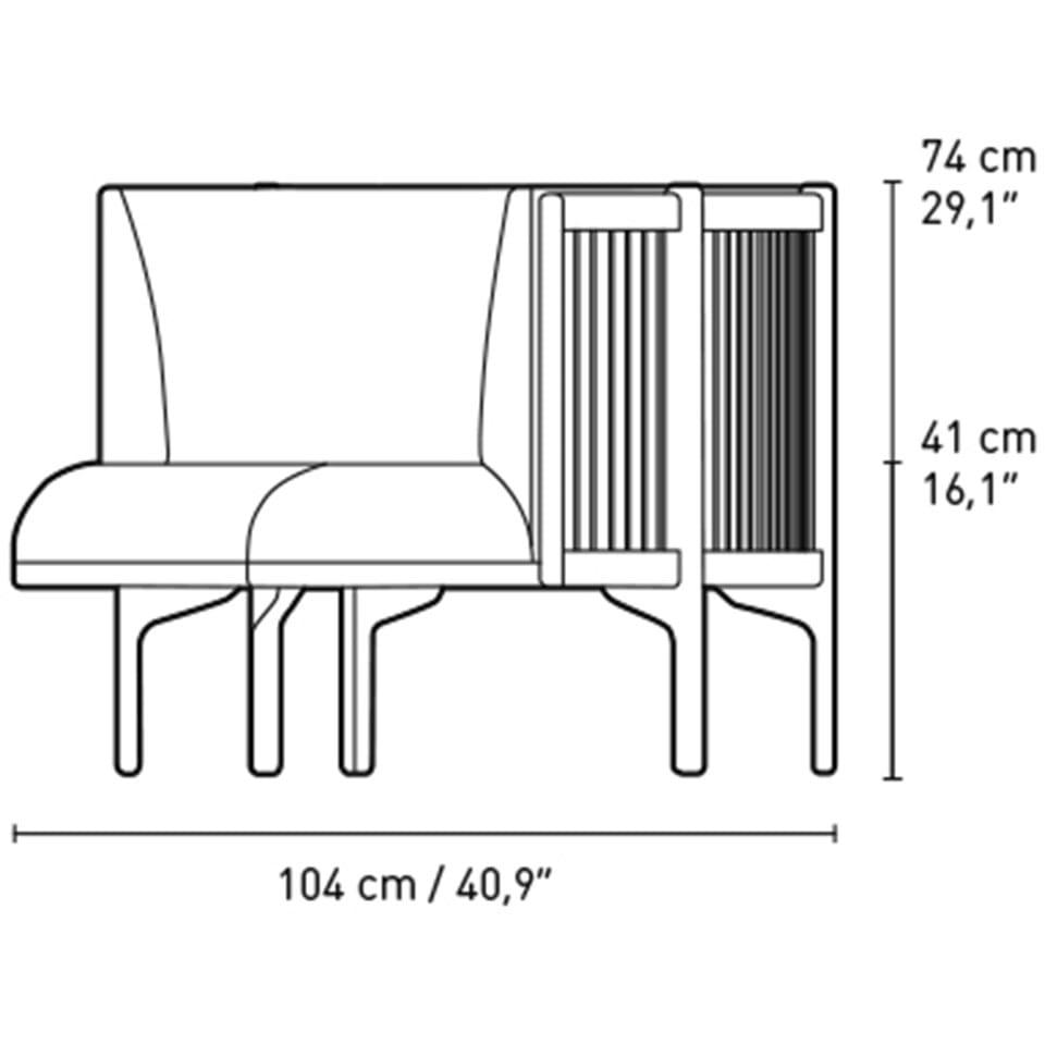Carl Hansen Rf1903 L Sideways Sofa 3 Sitzer Links Eiche/Remix Stoff, Blau/Schwarz