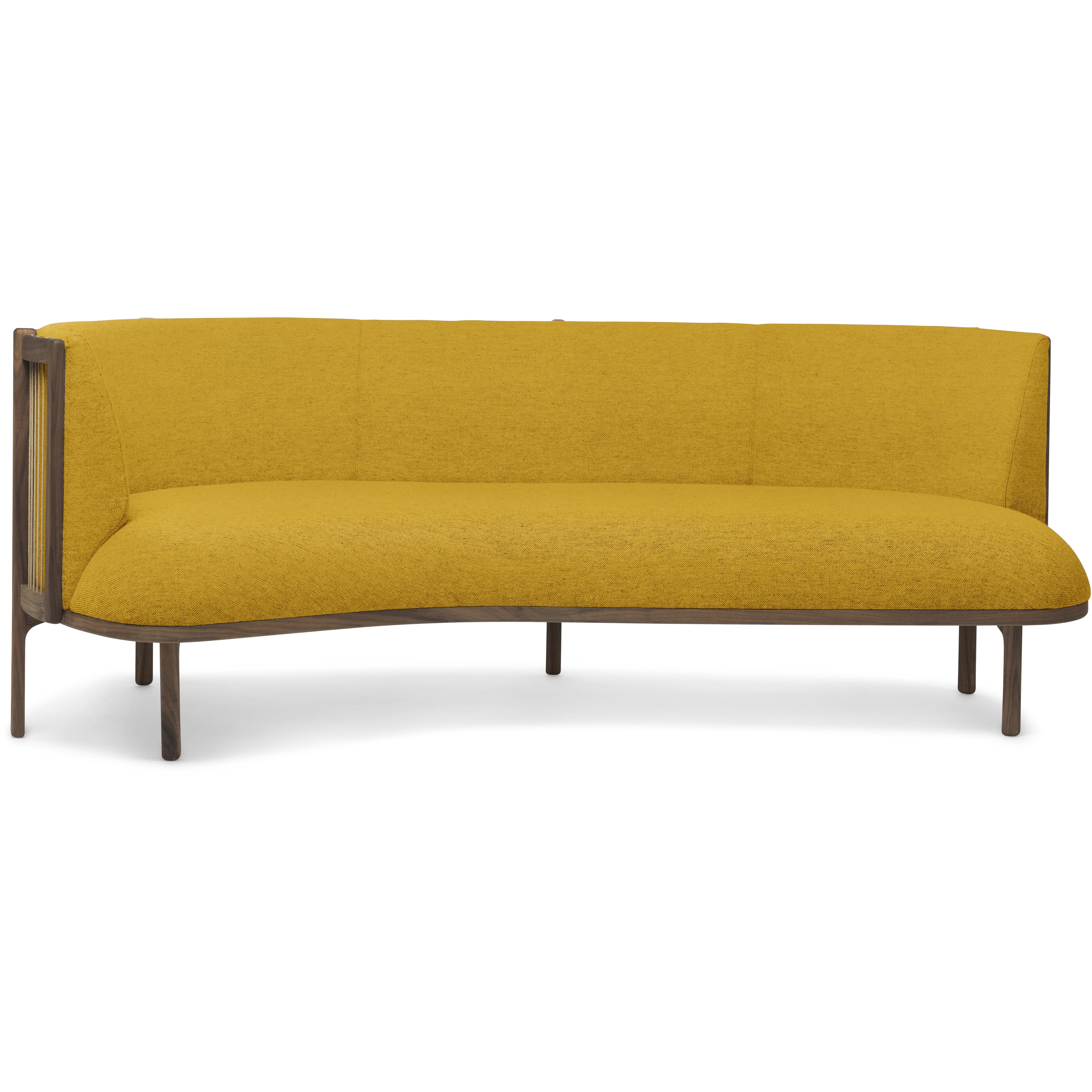 Carl Hansen Rf1903 L Sideways Sofa 3 Seeater Left Walnut Oil/Hallingdal 457 Fabric, Yellow/Natural Brown