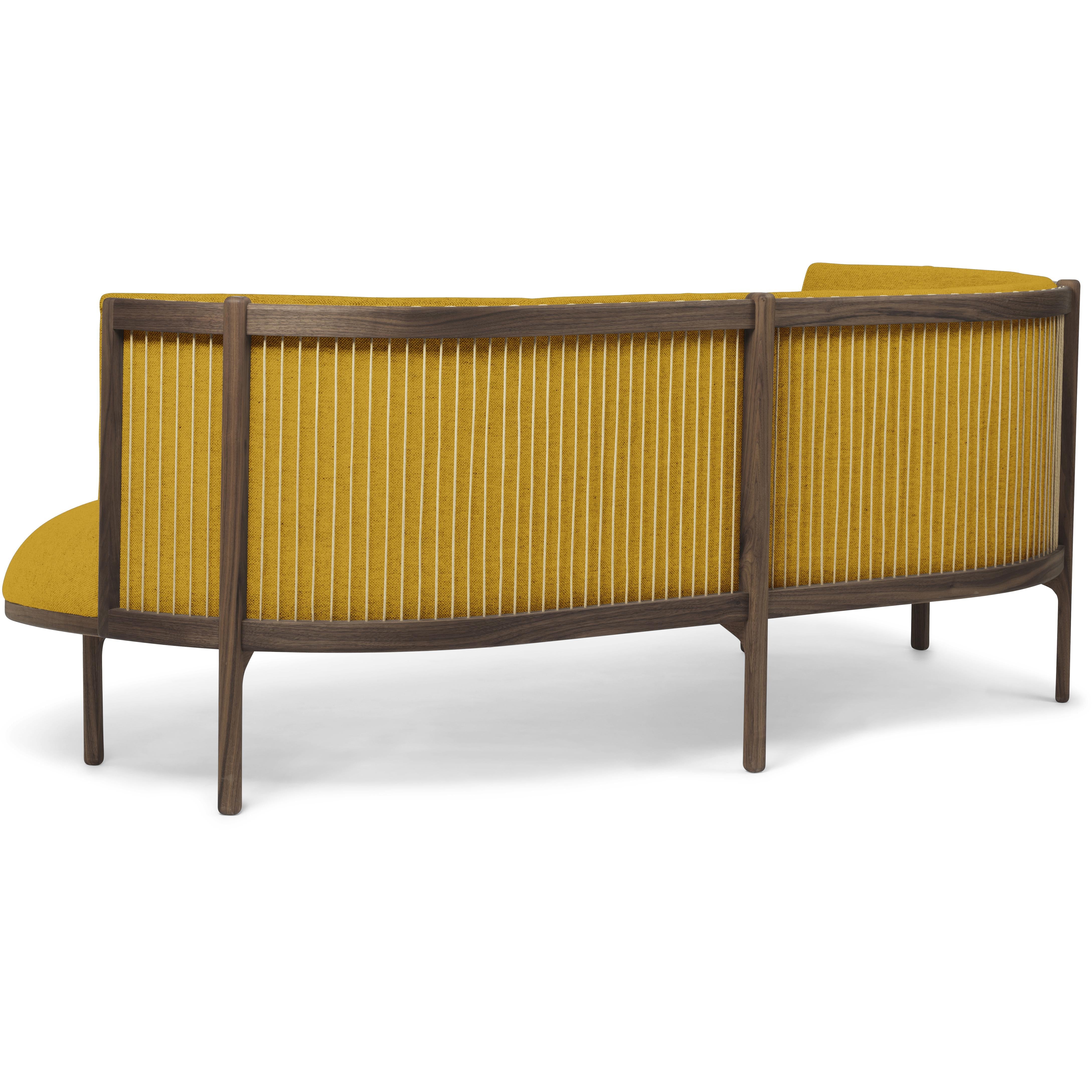 Carl Hansen RF1903 L Sofa latéralement 3 Seater Huile de noyer gauche / Hallingdal 457 Tissu, jaune / brun naturel