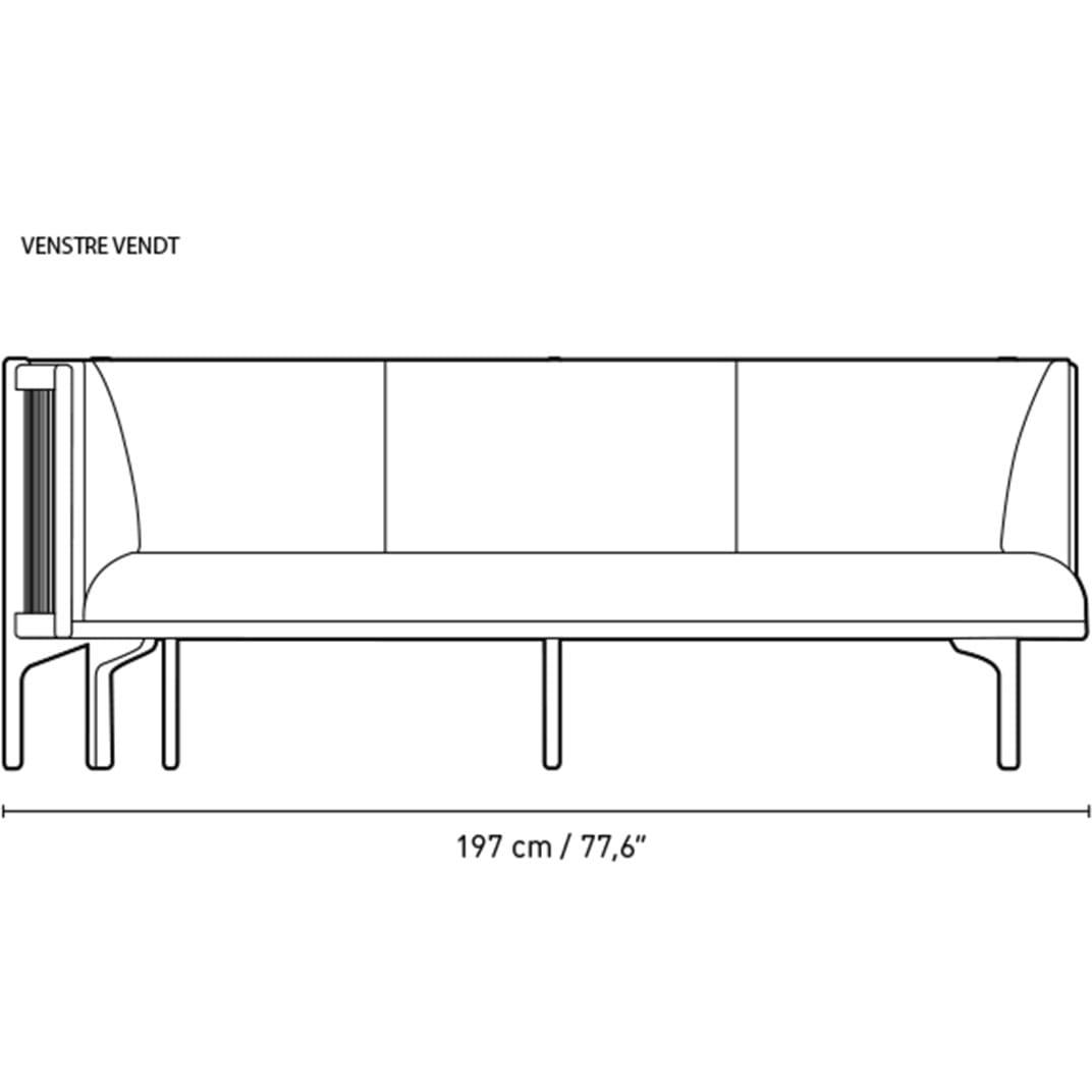 Carl Hansen Rf1903 R Sideways Sofa 3 Seater Right Walnut Oil/Hallingdal 116 Fabic, Gray/Natural Brown