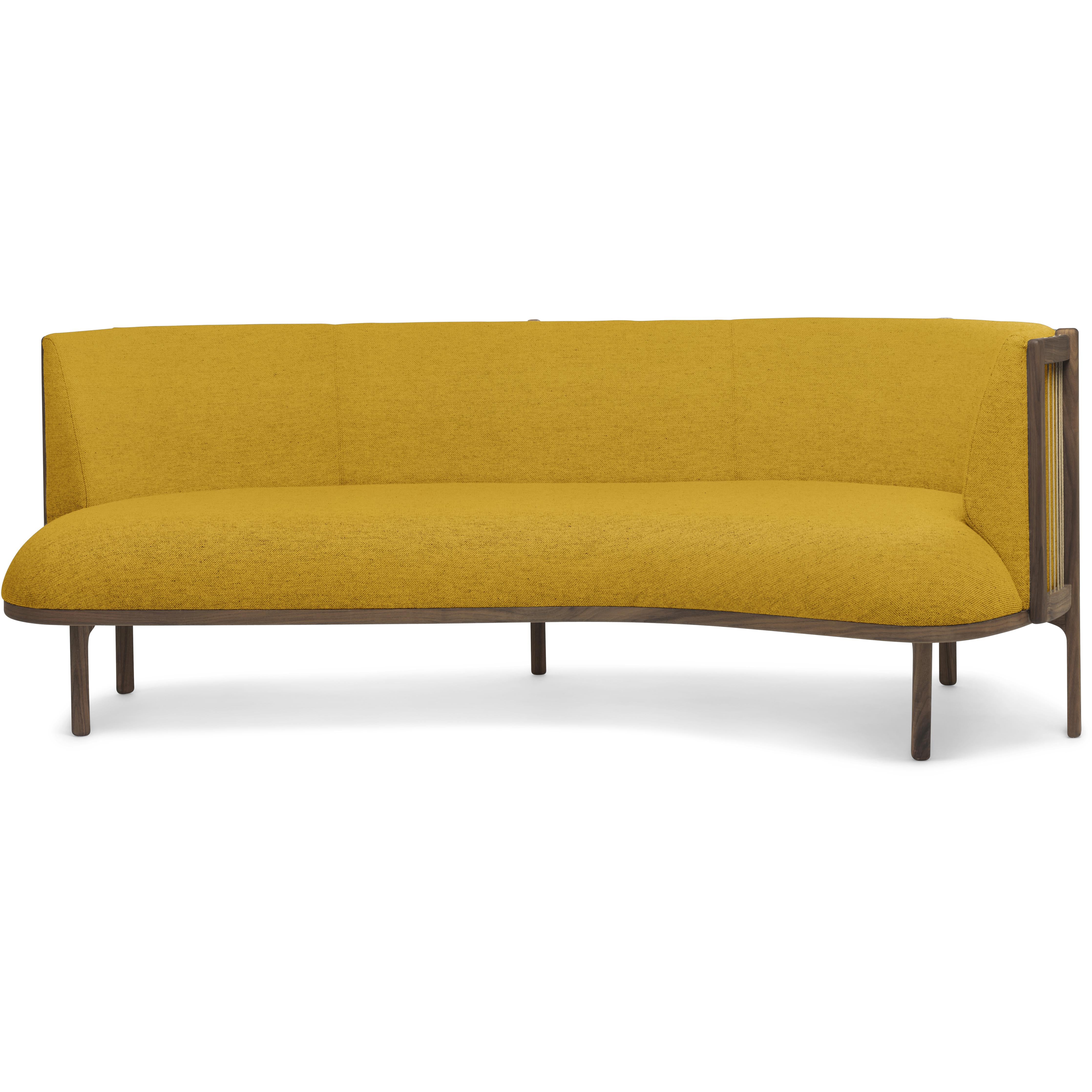 Carl Hansen Rf1903 R Sideways Sofa 3 Seater Right Walnut Oil/Hallingdal 457 Fabic, Yellow/Natural Brown
