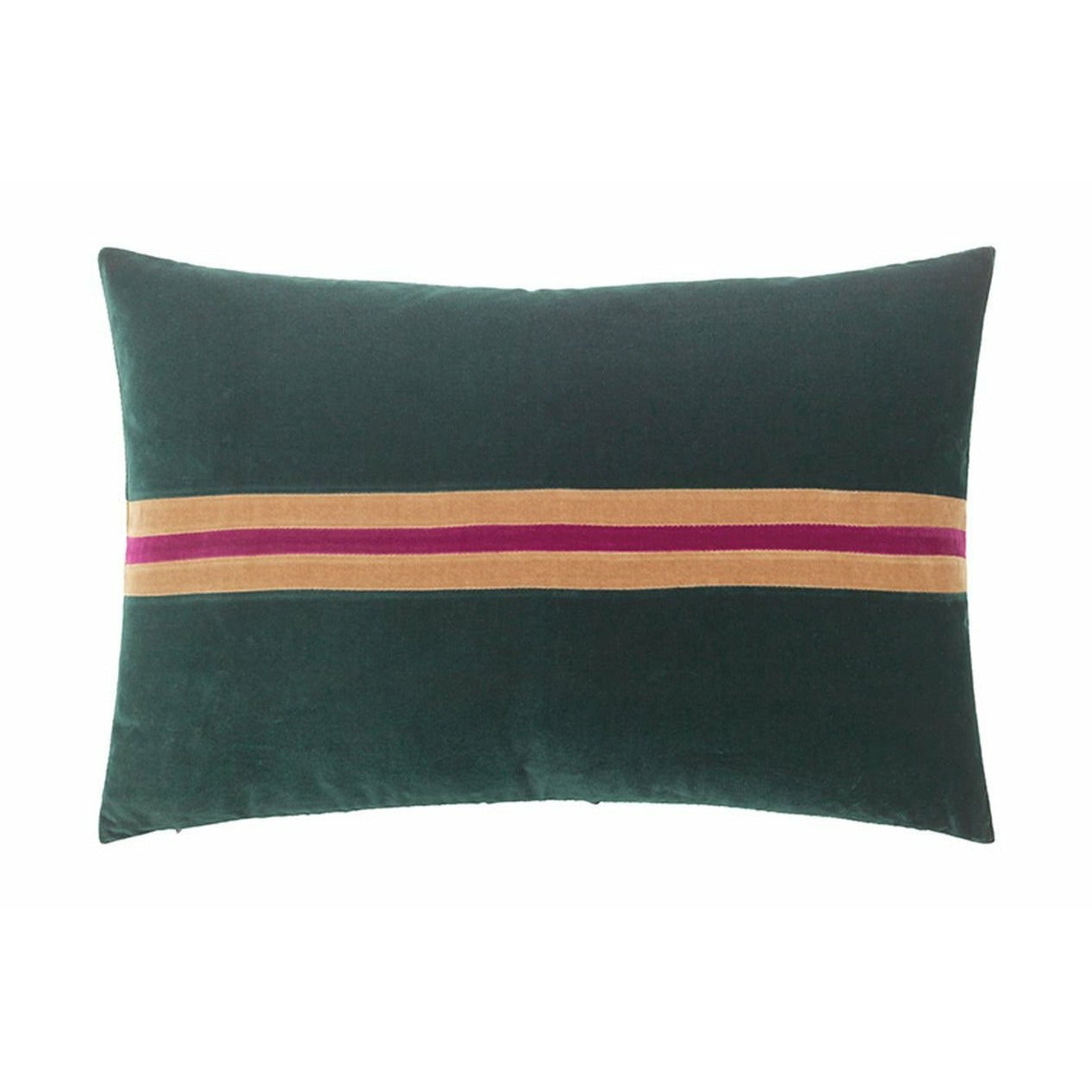 Christina Lundsteen Harlow Velvet Pillow, Emerald/Camel/Anemone