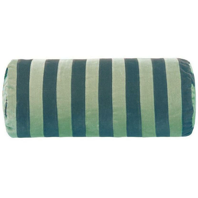 Christina Lundsteen Stripe Bolster Velvet Pillow, New Petrol/Mint