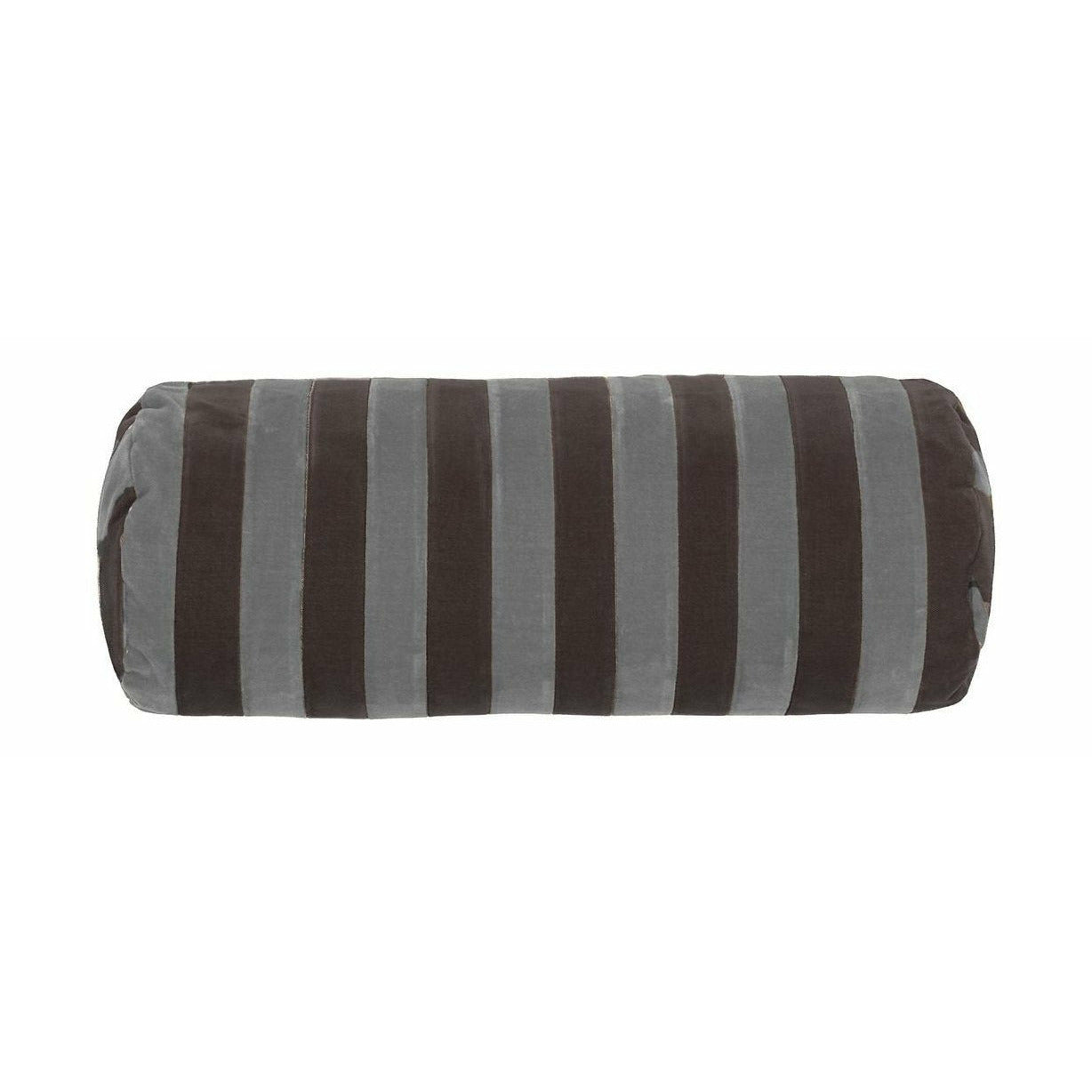 Christina Lundsteen Stripe Bolster Velvet Pillow, stålgrå/chokolade
