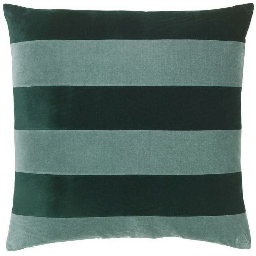 Christina Lundsteen Stripe Velvet Cushion 55 x55 cm, blu pallido/smeraldo